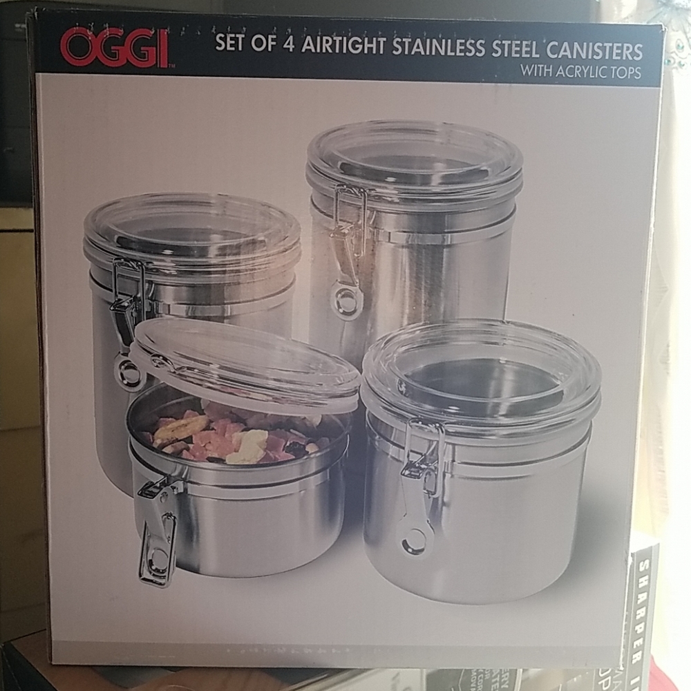 OGGI - set of 4 Airtight Stainless steel canisters